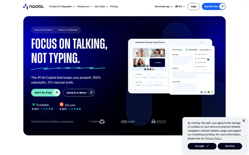 Screenshot of noota.io