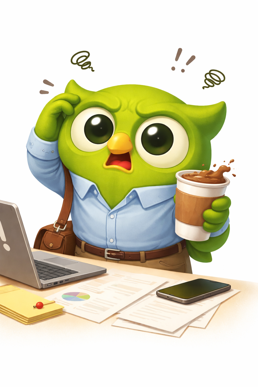 A frustrated sage owl representing the broken state of traditional screening processes