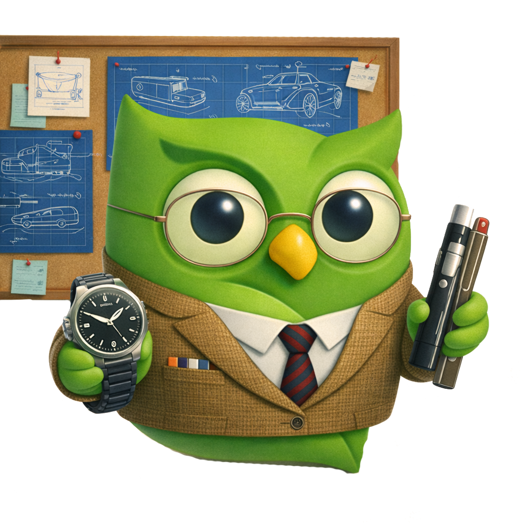 A engineer architect owl with blueprints owl set against a scenic background — SageScreen AI candidate screening mascot