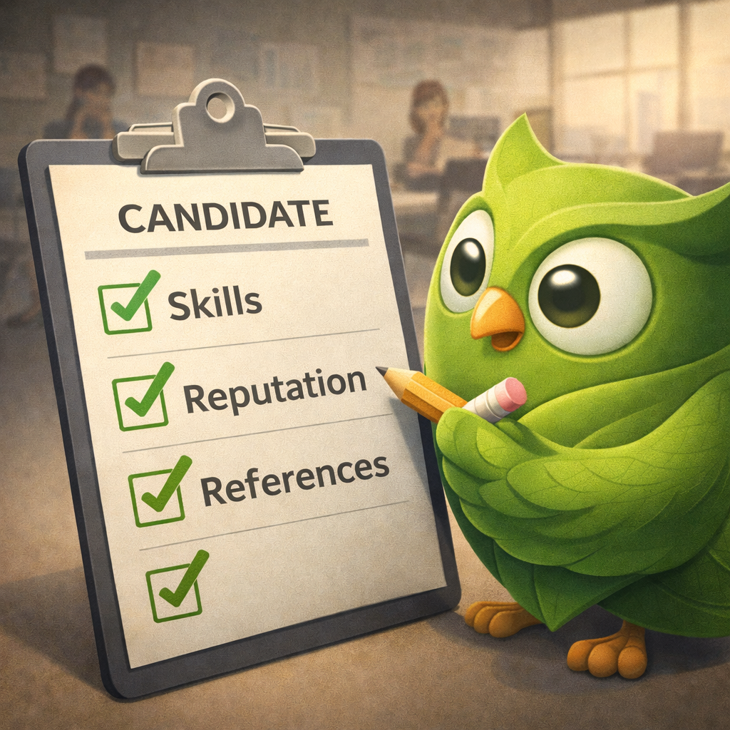Confident recruiter owl presenting quality candidates to a client
