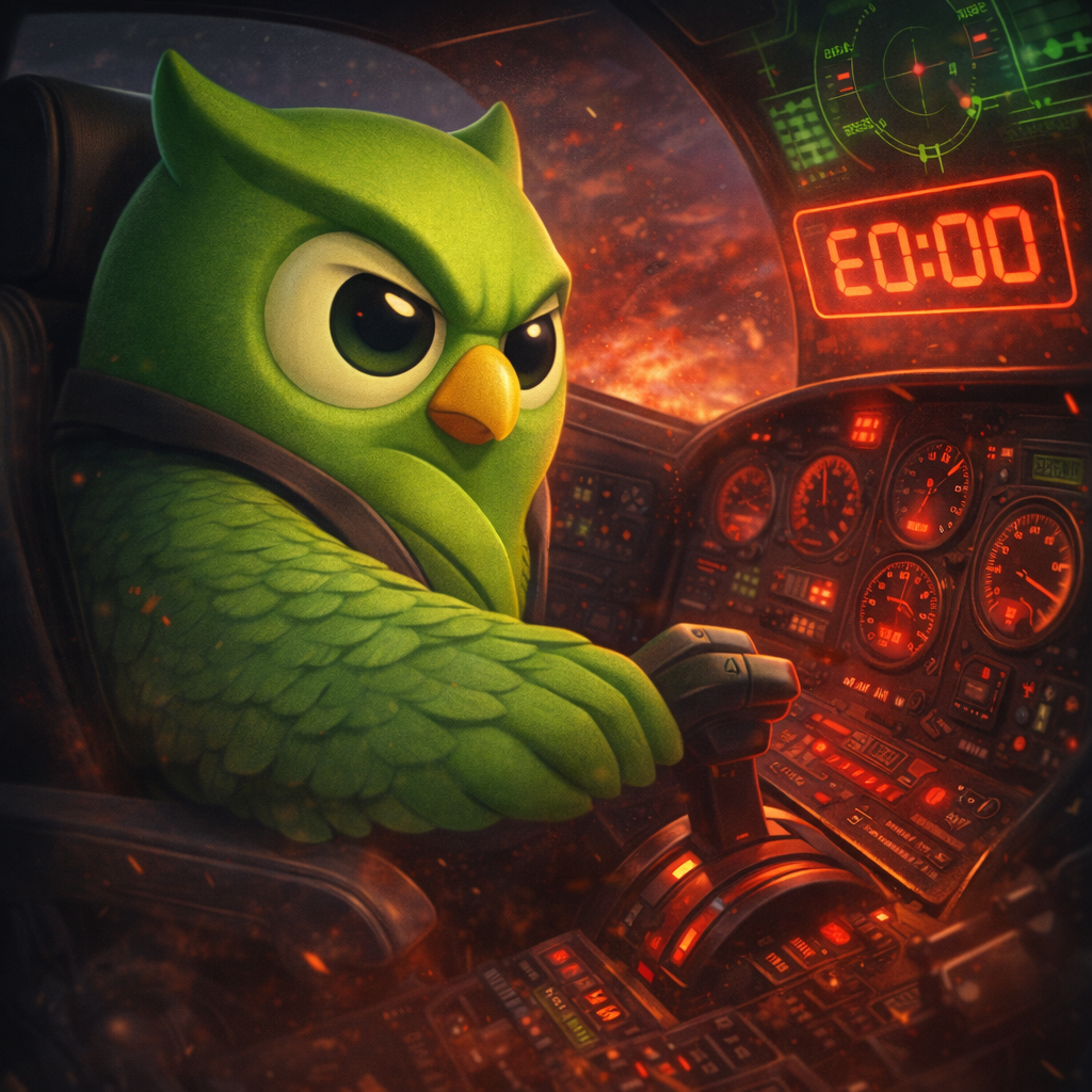 A cockpit pilot owl facing left set against a scenic background — SageScreen AI candidate screening mascot