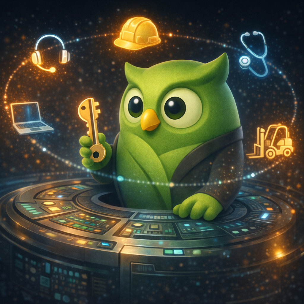 A command center key owl facing left set against a scenic background — SageScreen AI candidate screening mascot
