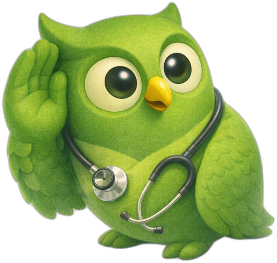 A doctor stethoscope owl facing right — SageScreen AI candidate screening mascot