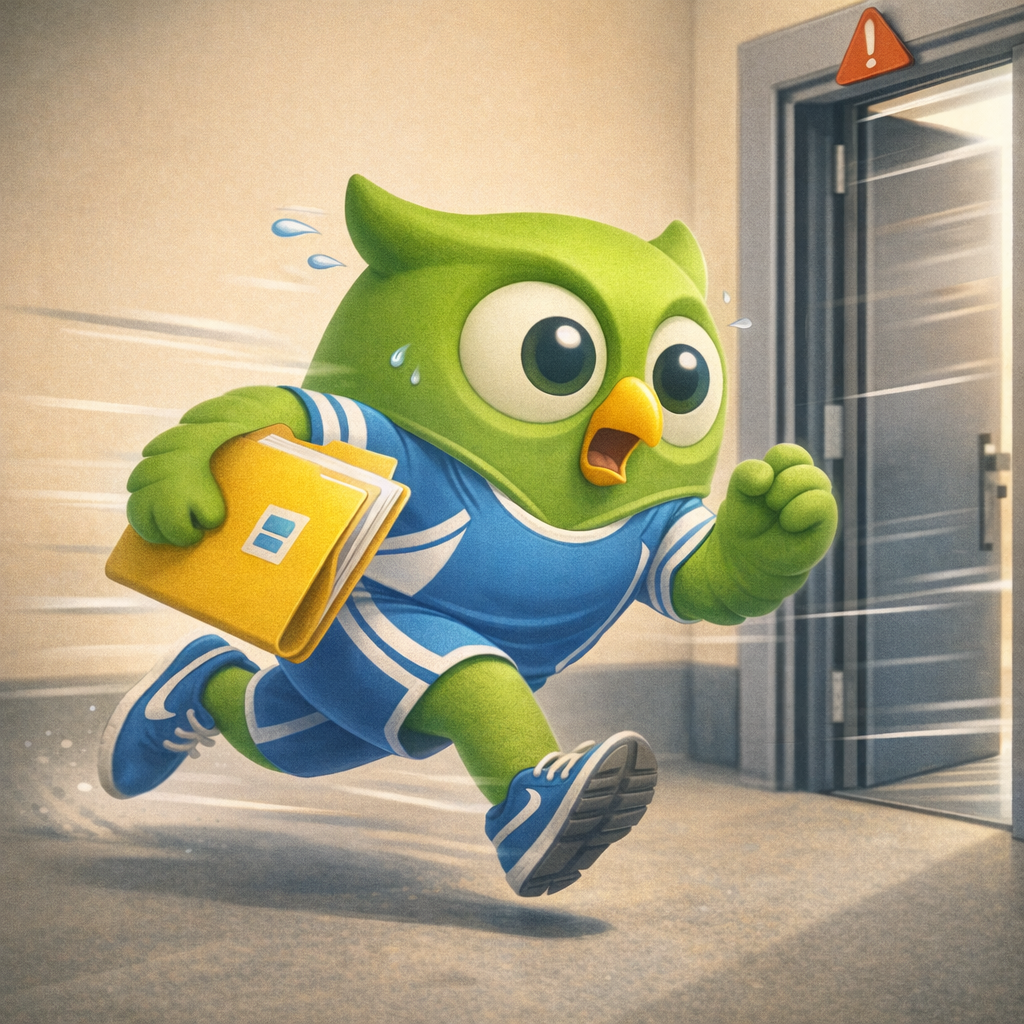 A running folder owl facing right set against a scenic background — SageScreen AI candidate screening mascot